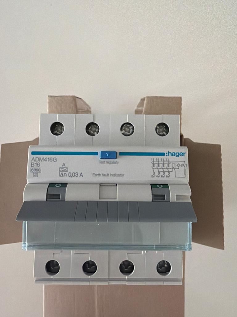 Hager Aardlekautomaat RCBO 4P 16A B 6kA 30mA A, Ophalen of Verzenden, Nieuw, Overige typen
