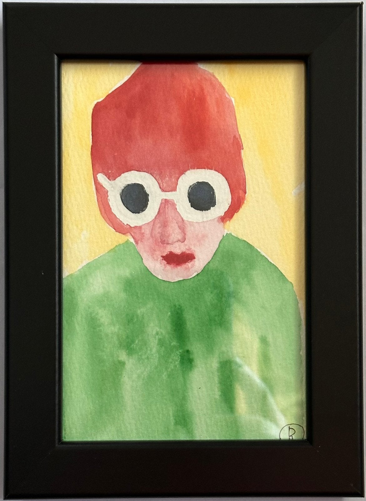 Portret aquarel, Ophalen of Verzenden, Overige materialen, Portret, Gesigneerd
