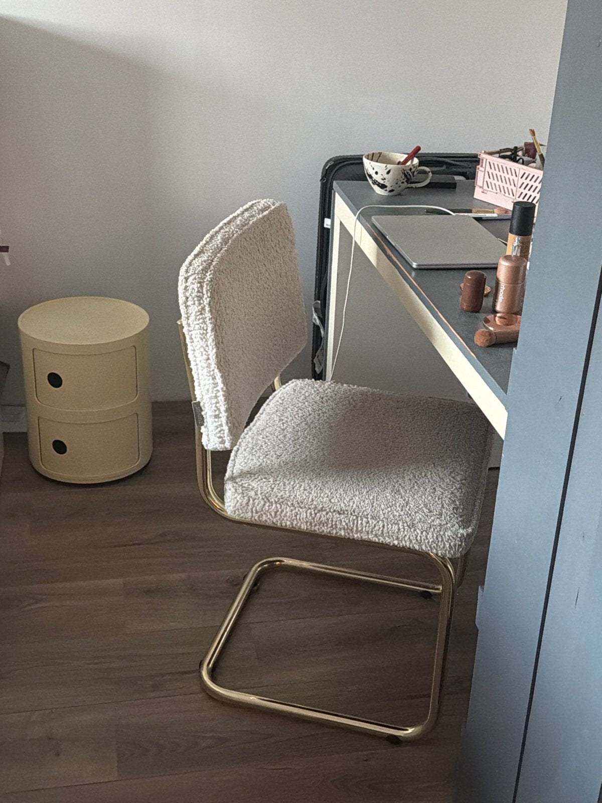 ZUIVER Teddy Vanity Stoel, Wit, Ophalen of Verzenden, Zo goed als nieuw, Metaal