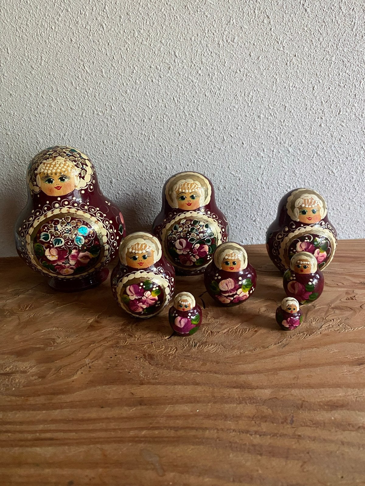 Vintage handgeschilderde matroesjka poppen set, Antiek en Kunst, Ophalen of Verzenden