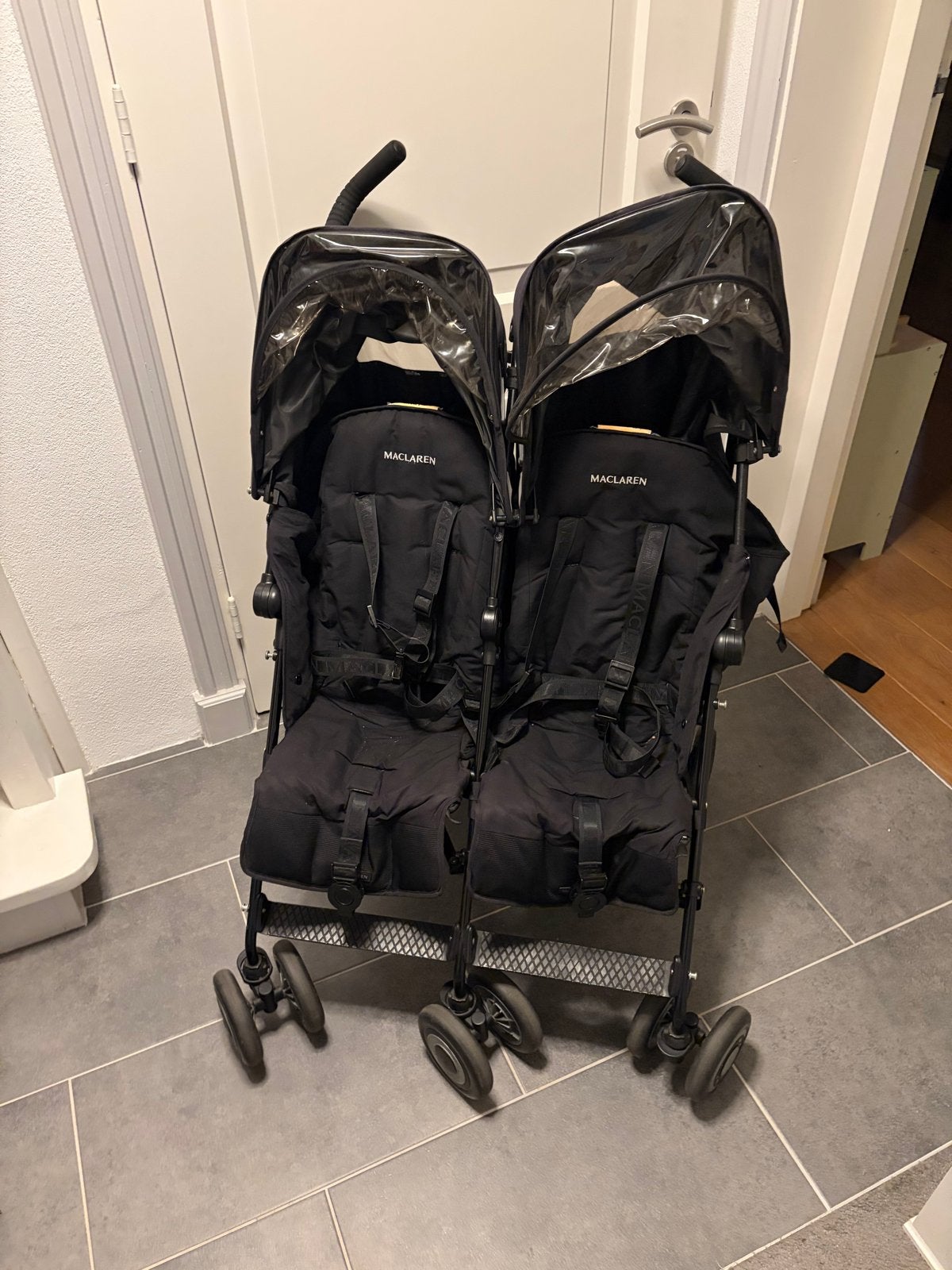 Maclaren Twin Techno Duo Buggy met ligstand en zonnekleppen, Ophalen, Gebruikt, Maclaren, Duomodel