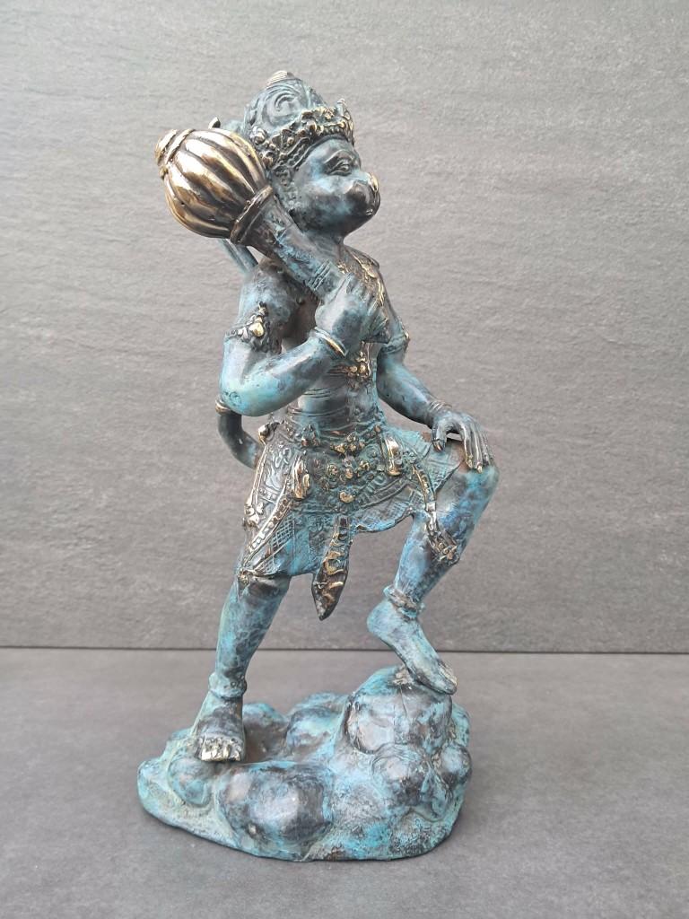 Bronzen beeld/Hanuman/ de apengod/India/Azië/blauw, Verzamelen, Ophalen of Verzenden, Nieuw