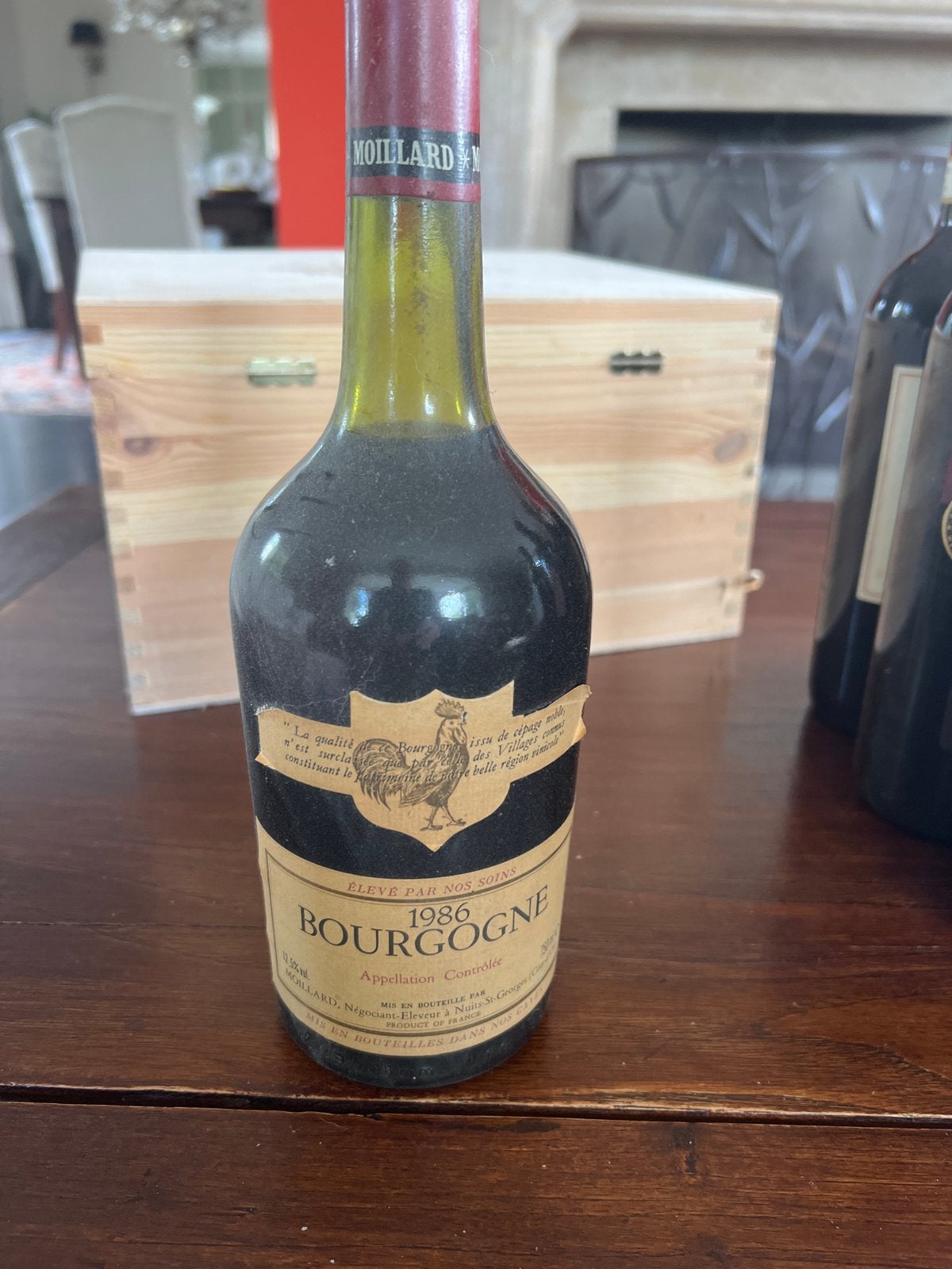 Moillard Bourgogne 1986 Rode Wijn, Ophalen of Verzenden, Gebruikt, Frankrijk, Rode wijn