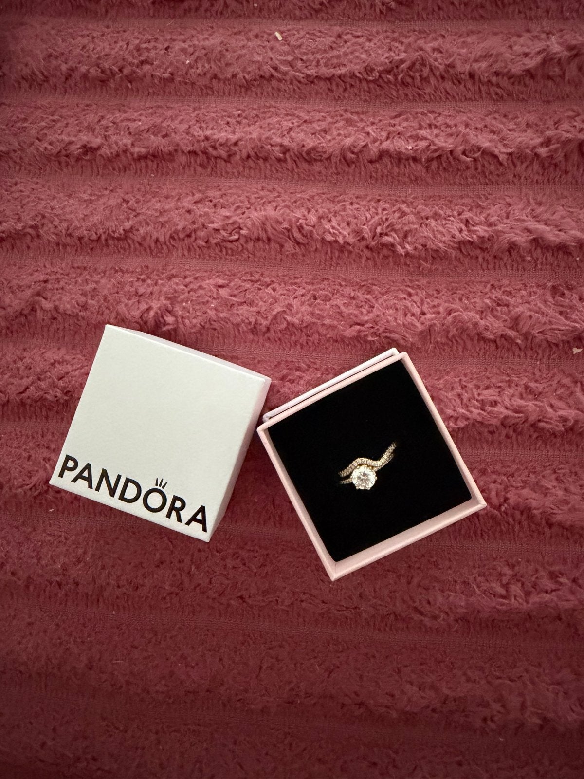 Pandora Promise Ring - Sparkling Wave & Crown Solitaire, Sieraden, Tassen en Uiterlijk, Ringen, Met kristal, Nieuw, Ophalen of Verzenden