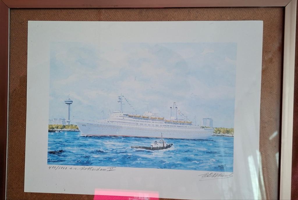 Prachtige tekening SS Rotterdam - Gesigneerd en Genummerd, Antiek en Kunst, Kunst | Tekeningen en Foto's, Ophalen