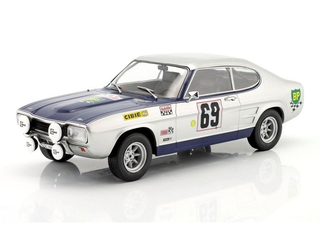 Ford Capri MK1 nr:69 tour de corse 1969 silver van mcg 1:18, Ophalen, Nieuw, Auto, Overige merken
