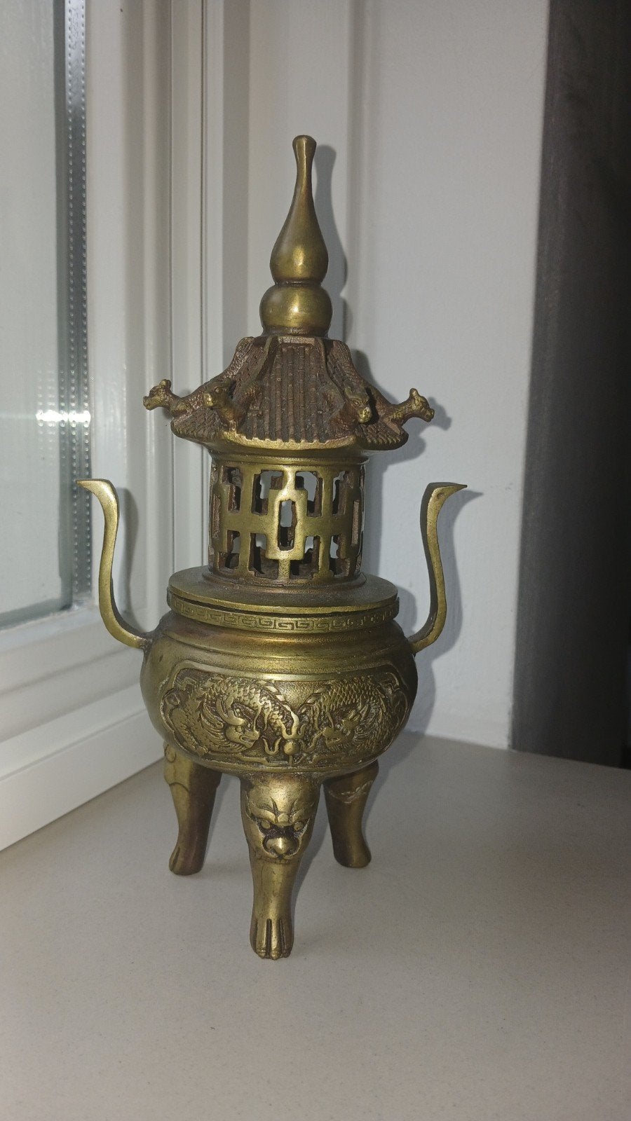 Antieke Chinese bronzen wierookbrander pagode, Antiek en Kunst, Ophalen of Verzenden