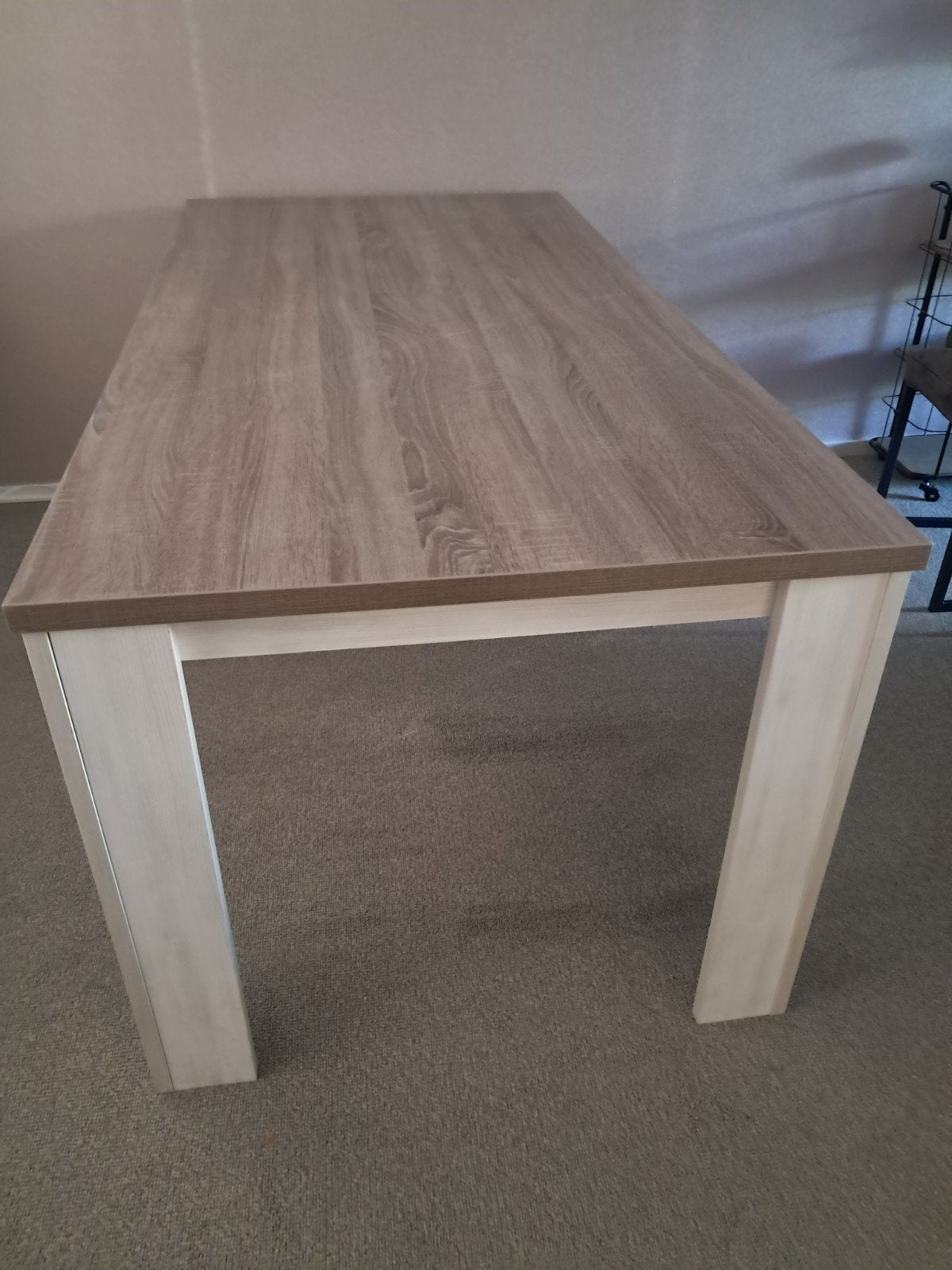 Eettafel 1.80x90cm Cardiff van Haco. Creme met eiken kleur, Ophalen
