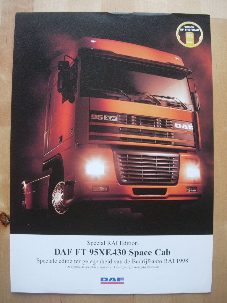DAF FT 95 XF 430 Space Cab Specificatie Folder 1998 – 4x2, Ophalen of Verzenden, Zo goed als nieuw, Overige merken, DAF