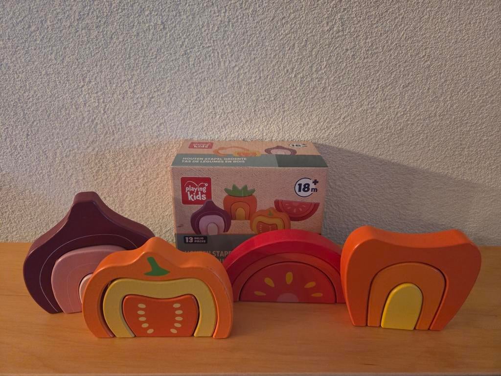Houten Stapel Groente Speelgoed - Educatief & Duurzaam, Kinderen en Baby's, Speelgoed | Houten speelgoed, Ophalen of Verzenden
