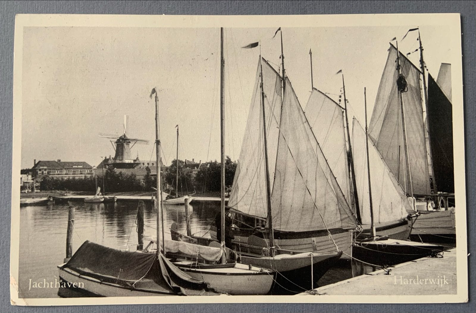 Jachthaven Harderwijk met molen, Verzenden, 1940 tot 1960, Gelopen, Gelderland