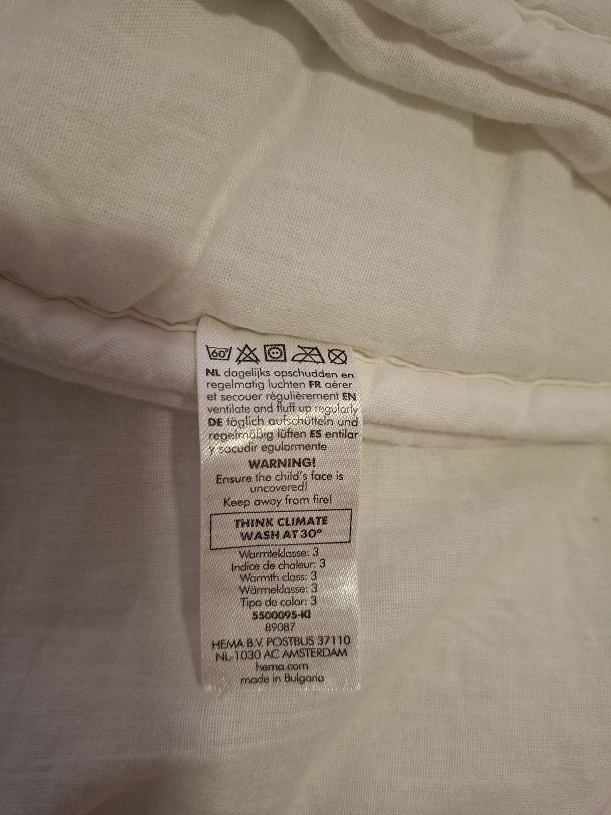 Dekbed 1,20 bij 1,50, Ophalen, Gebruikt, Wit, Hema