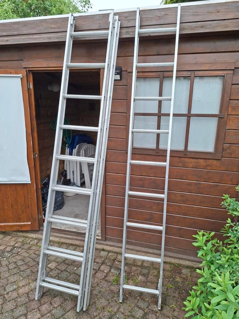 Driedelige ladder., Ophalen, 4 meter of meer