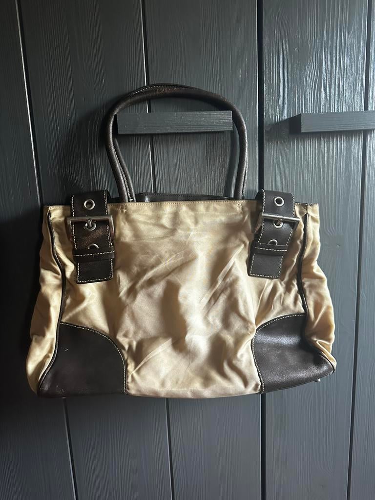 Prada Tessuto Nylon, Sieraden, Tassen en Uiterlijk, Tassen | Damestassen, Ophalen of Verzenden, Zo goed als nieuw, Beige, Handtas