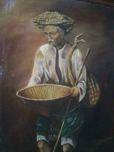 Indonesië Ja va oude man gesign Mian ? Maan ?, Antiek en Kunst, Ophalen
