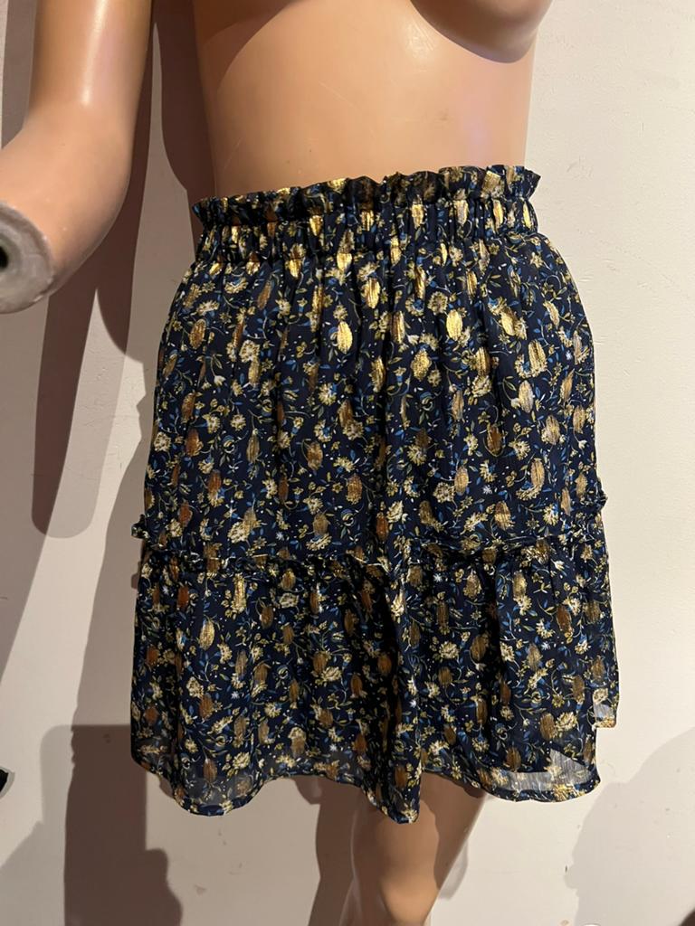 LILI & LALA Rok Maat M - Blauw met Goudprint, Kleding | Dames, Rokken, Maat 38/40 (M), G, Blauw, G