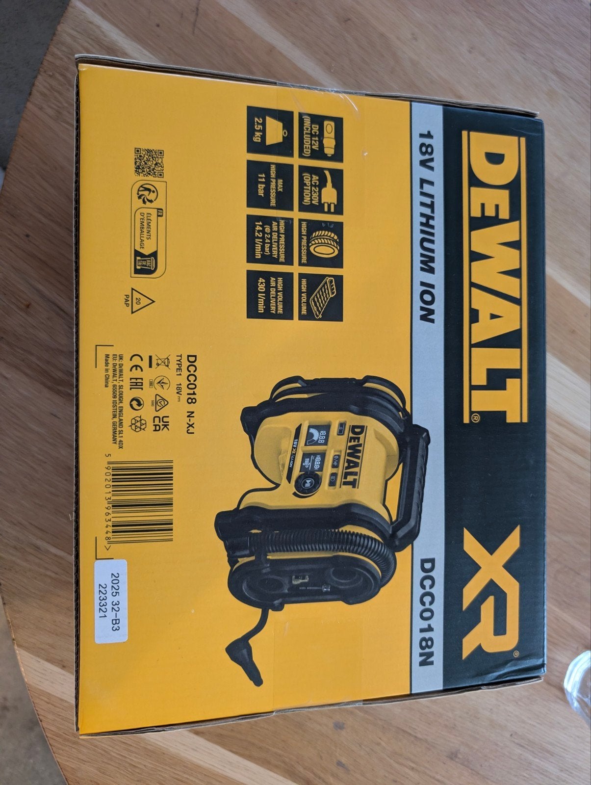 DeWalt DCCO18N 18V Li-Ion accu luchtpomp - 11 bar, Ophalen, Nieuw
