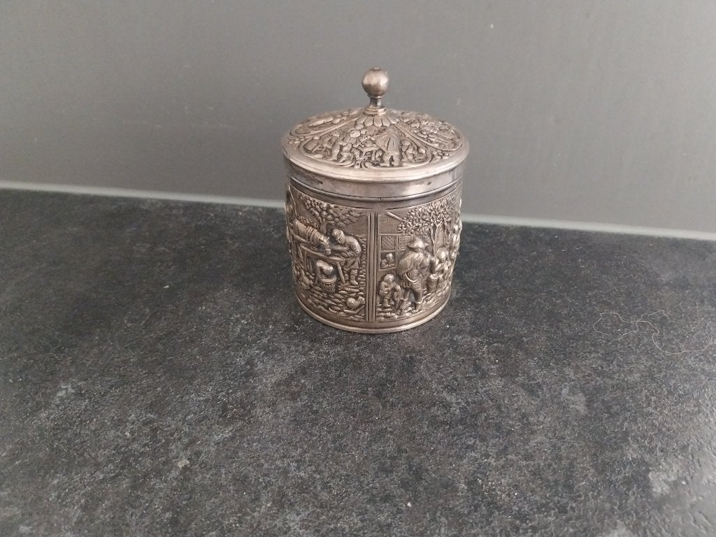 Vintage verzilverd theebusje van Douwe Egberts jaren 60, Antiek en Kunst, Ophalen of Verzenden