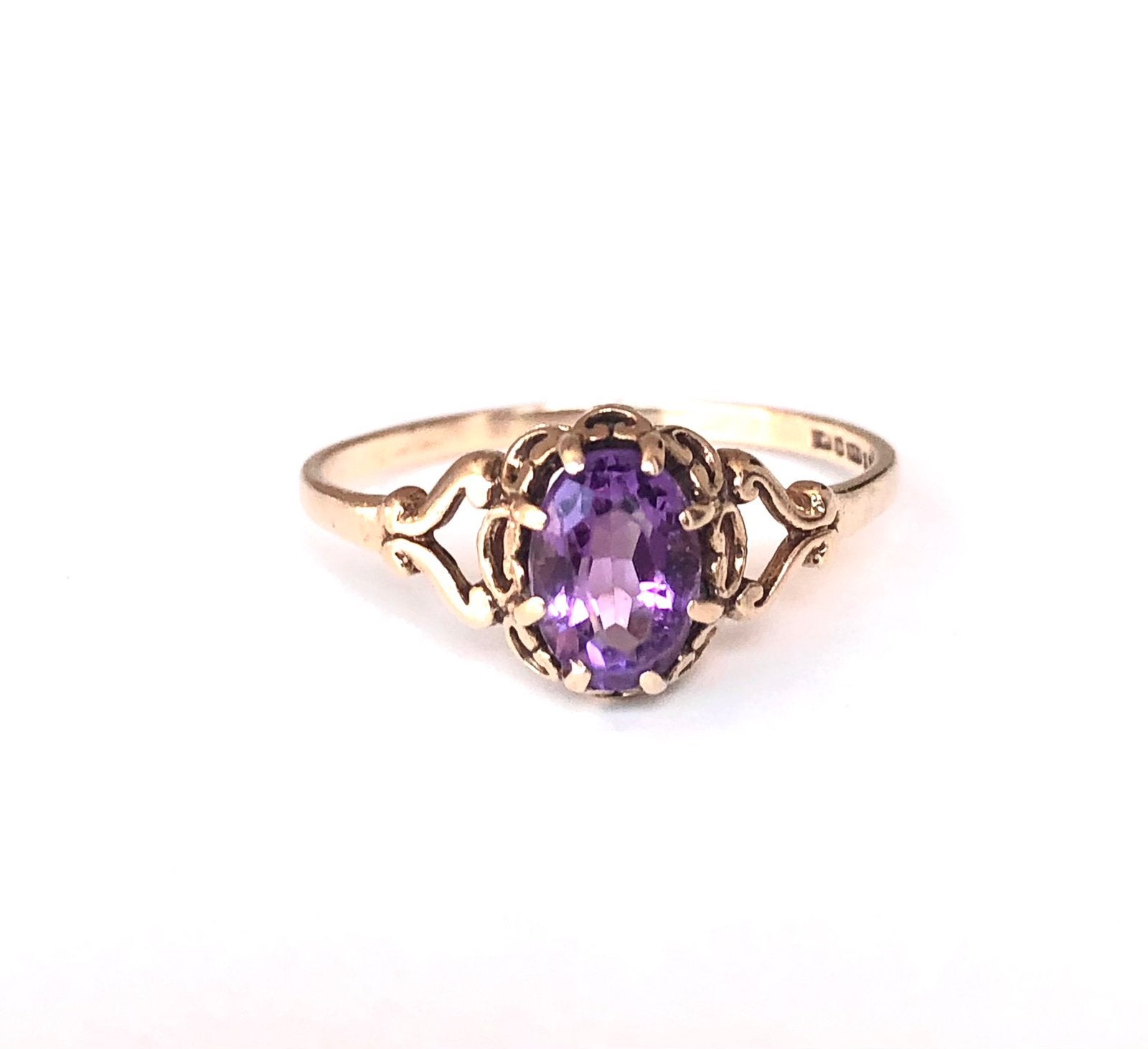AnnaNina vintage 9k gouden ring amethist maat 17,5, Paars, Ophalen of Verzenden, Zo goed als nieuw, 17 tot 18