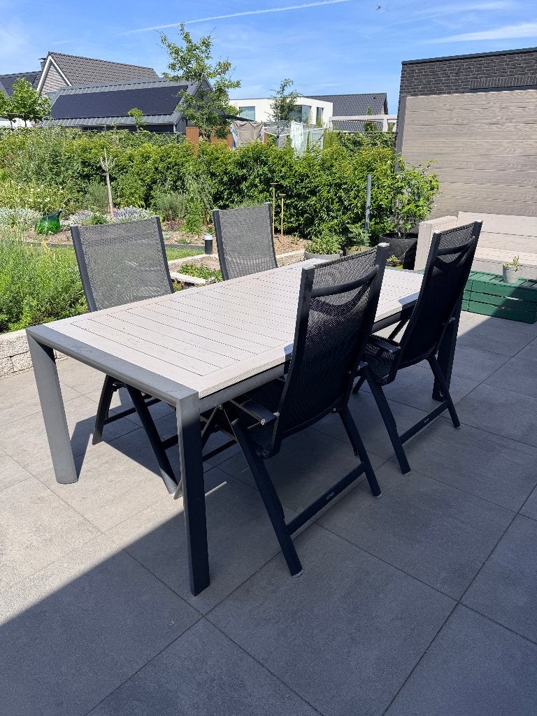 Tuinset, Tuin en Terras, Tuinsets en Loungesets, Gebruikt, Tuinset, Aluminium, 4 zitplaatsen, Eettafel, Stoel, Ophalen