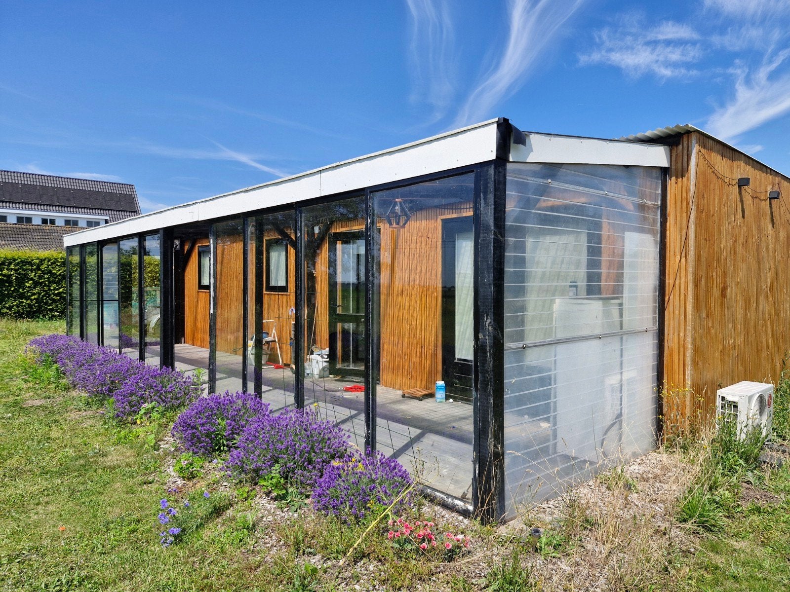 Gratis serre 25m2 met verrijdbare panelen (zelf demonteren), Tuin en Terras, Overkappingen, Ophalen, Gebruikt