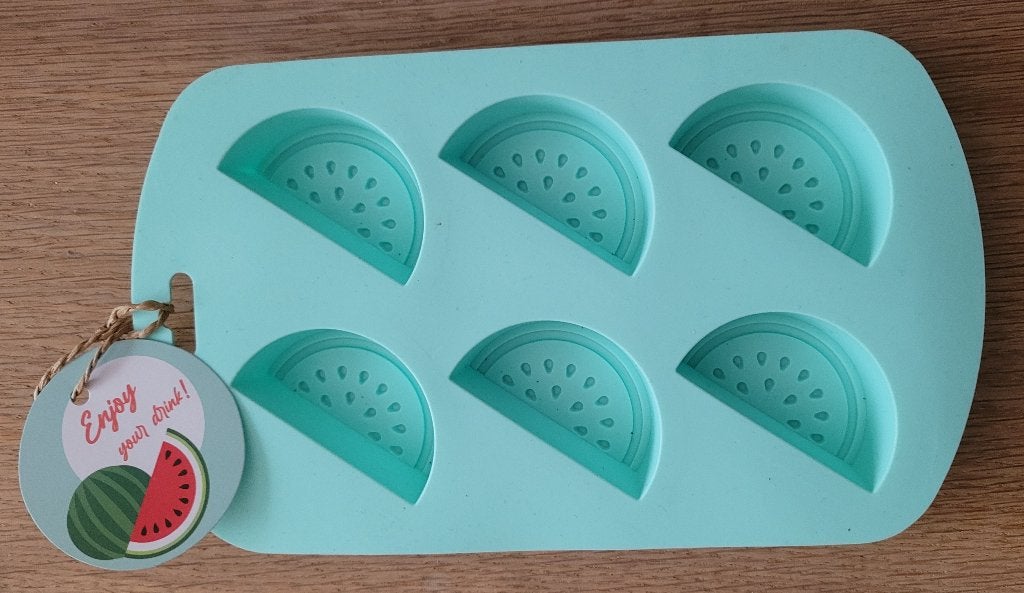 Siliconen vorm voor maken 6 ijsblokjes in vorm meloenschijf, Nieuw, Ophalen of Verzenden, Rubber/elastomeren, Groen