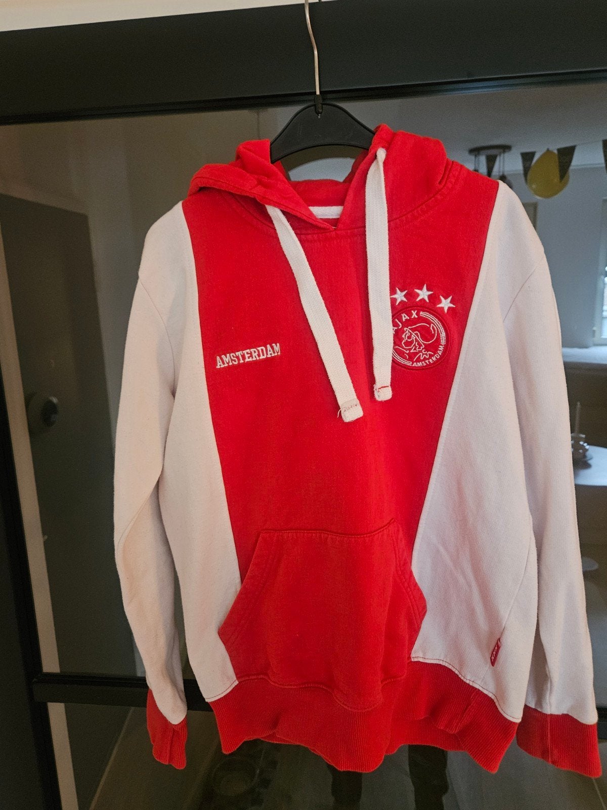 Ajax hoodie rood/wit maat 152, Ajax, Gebruikt, Jongen of Meisje, Trui of Vest