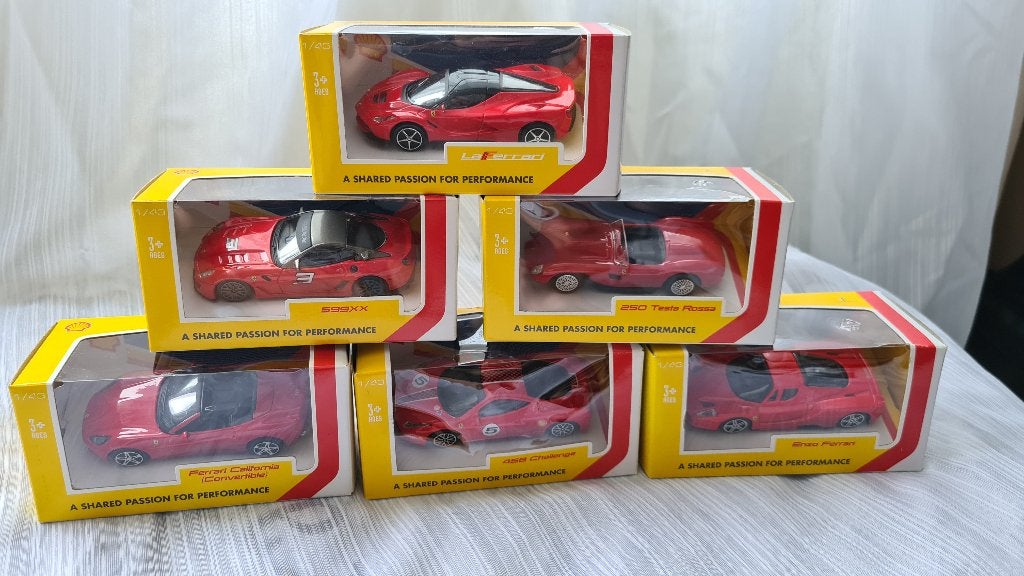Ferrari Race & Play 1:43 - Complete set van 6 (Burago), Nieuw, Ophalen of Verzenden, Complete set, Compleet