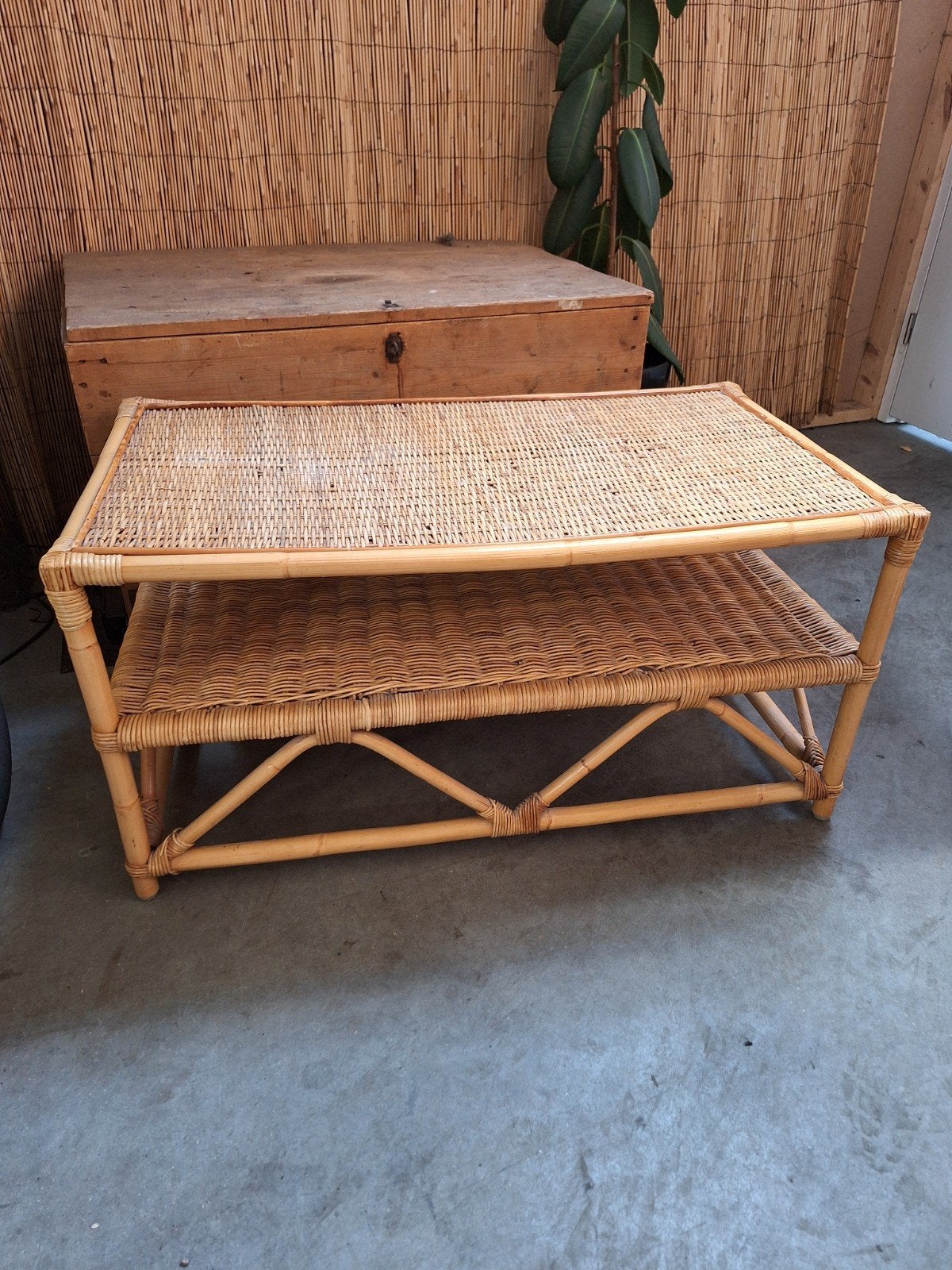 rieten rotan salontafel, Ophalen, Rond, 50 tot 100 cm, 50 tot 100 cm
