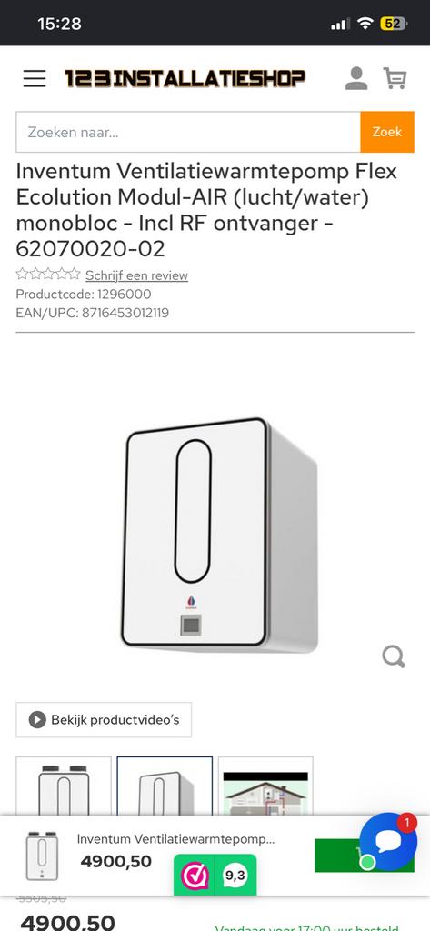 Inventum Ventilatie warmtepomp Flex Ecolution Modul-AIR, Ophalen, Minder dan 30 cm, Overige typen, Nieuw