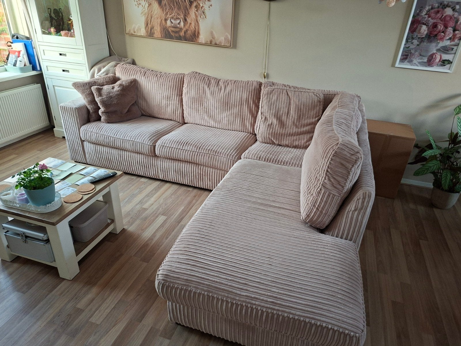 hoekbank van Haco / hoek bank beige zand kleur, Ophalen, Gebruikt, Stof, Landelijk modern klassiek