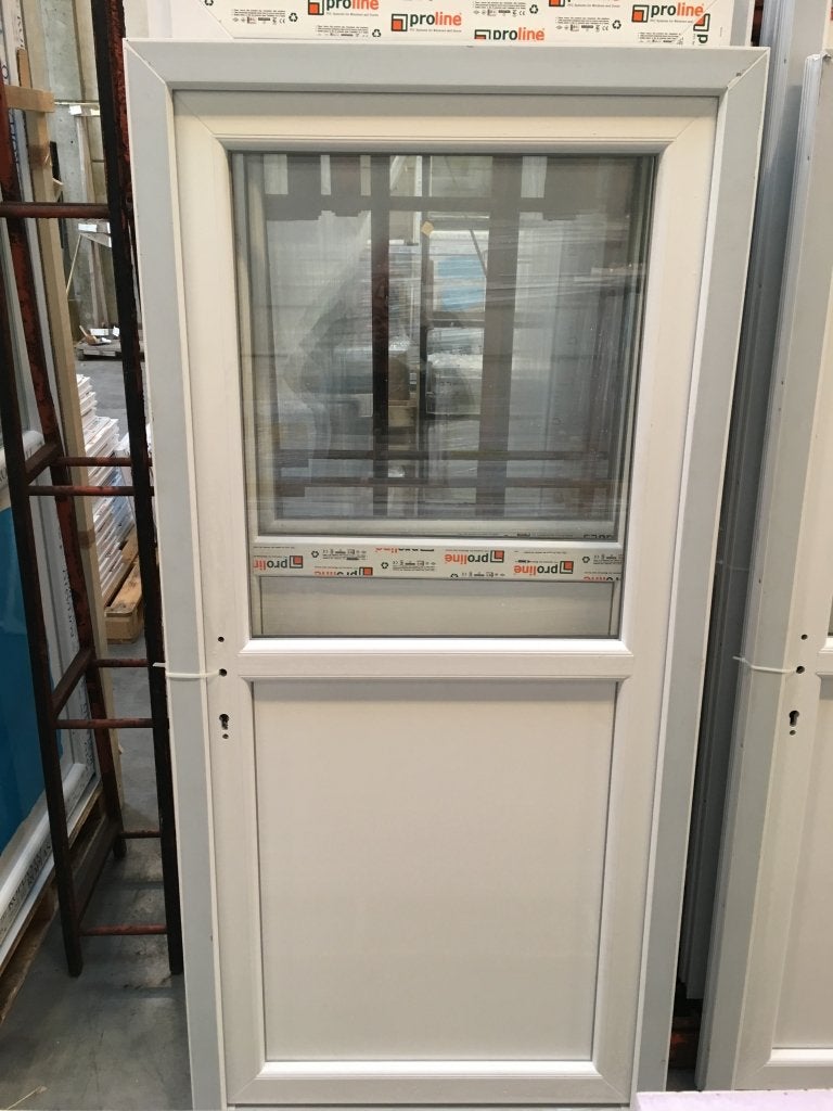 Kunststof buitendeur 98 x 215 1/2 glas wit RAL 9016, Kunststof, Deurkozijn, Niet ingevuld, Nieuw