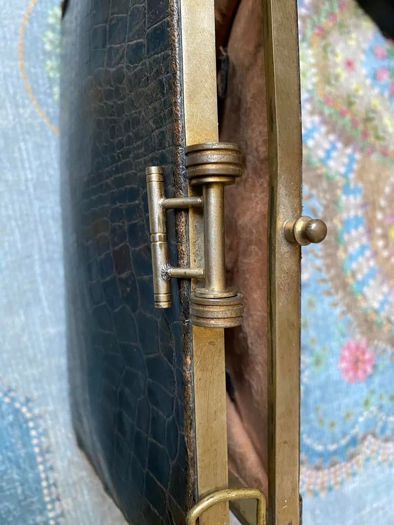 Antieke tas clutch leer, Antiek en Kunst, Ophalen of Verzenden