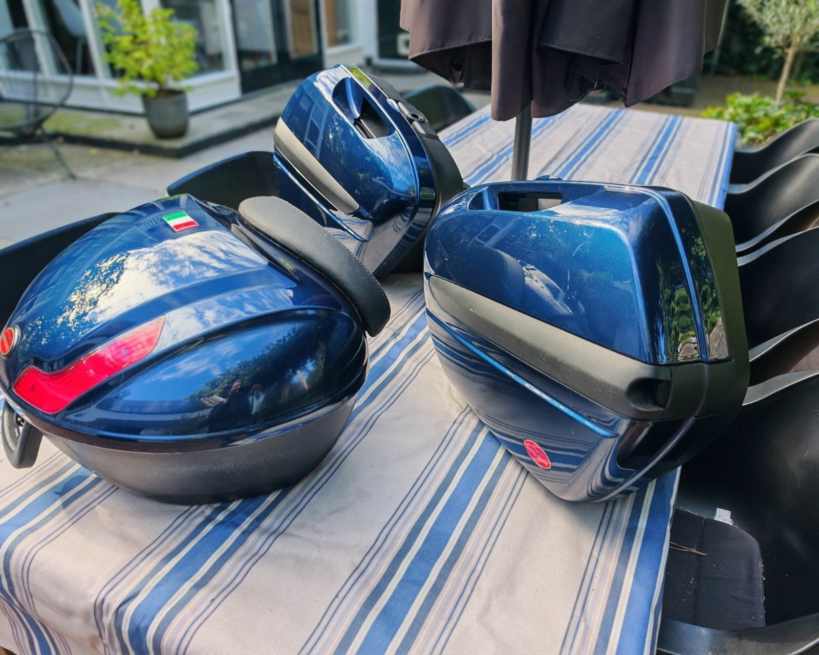 Moto Guzzi Stelvio Kofferset Midnight Blue met binnentassen, Ophalen of Verzenden, Gebruikt