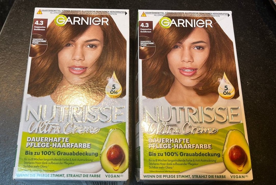 2x Garnier Nutrisse Haarverf 4.3 Goudbruin, Ophalen of Verzenden, Nieuw, Overige typen