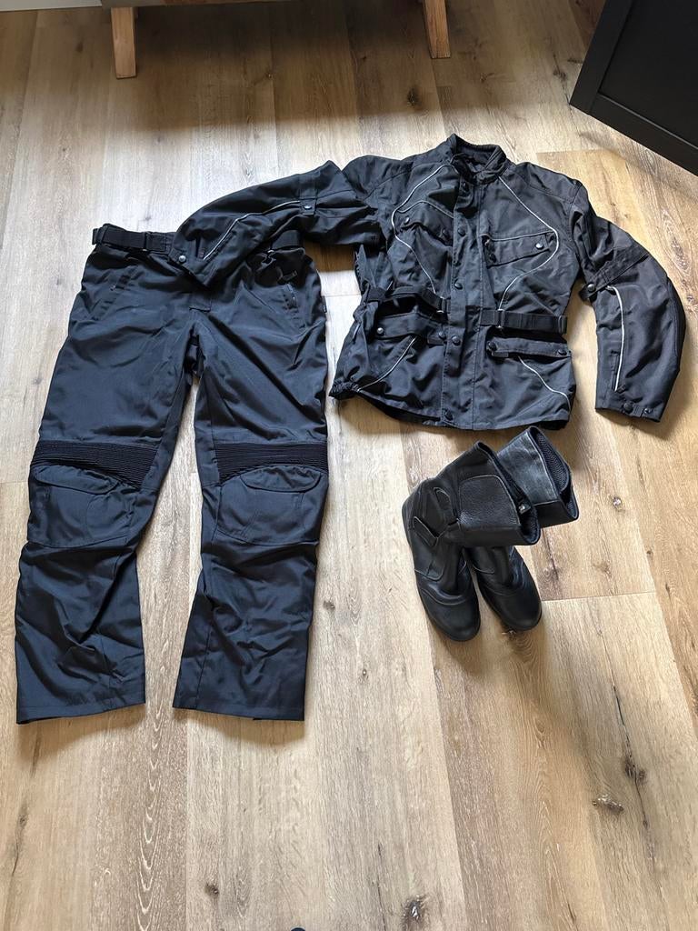 Motorpak (jas XXXXL, broek XXXL) met valprotectie en laarzen, Motoren, Kleding | Motorkleding, Ophalen of Verzenden, Tweedehands