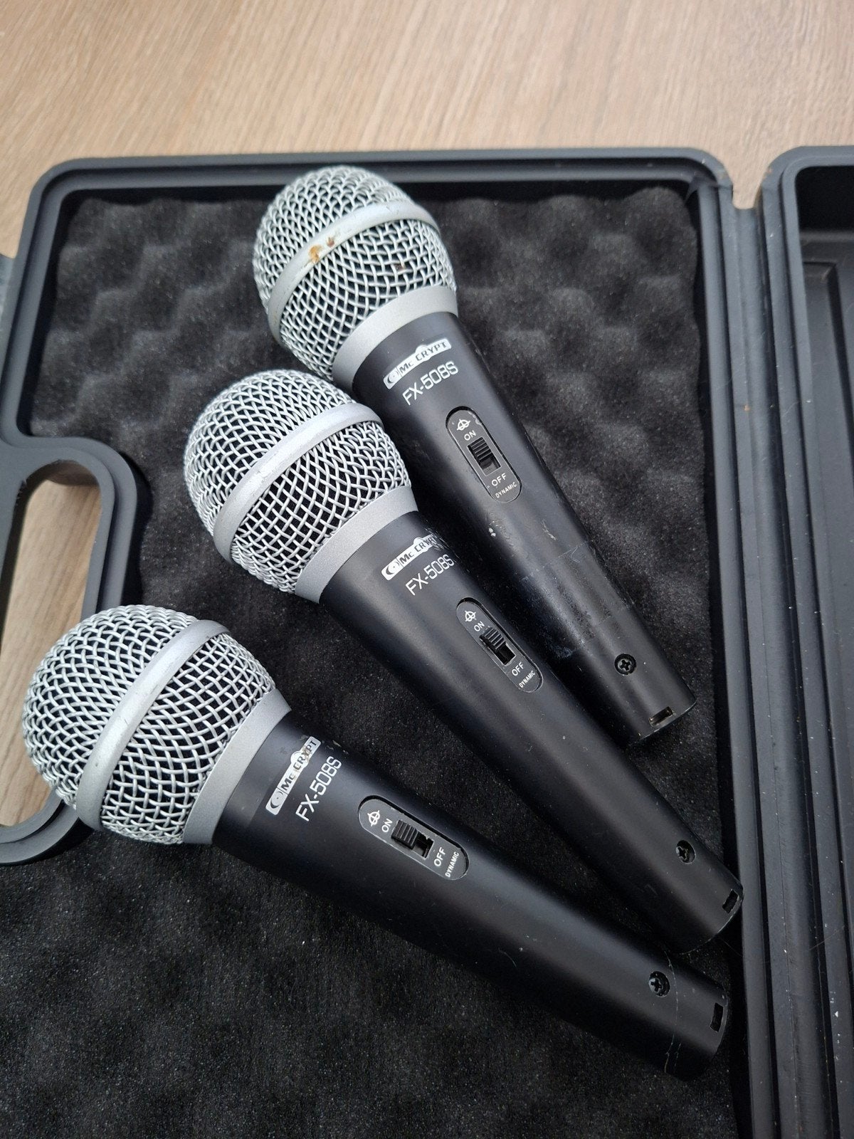 Set van 3 MC Crypt FX-508S dynamische microfoons  met klem, Ophalen of Verzenden, Gebruikt, Zangmicrofoon