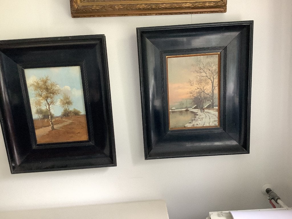 Tweeluik schilderijen, Antiek en Kunst, Ophalen, Paneel, Nederlandse school, Landschap