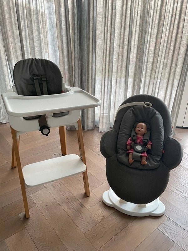 Stokke steps kinderstoel wipper bouncer beige, Ophalen of Verzenden, Zo goed als nieuw, Meegroeistoel, Gordel(s)
