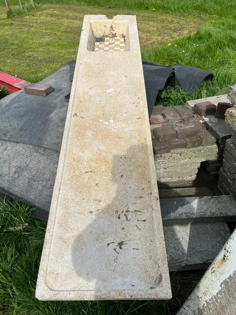 Betonnen aanrechtblad met authentieke spoelbak, Ophalen, Gebruikt, 200 cm of meer, 50 tot 75 cm