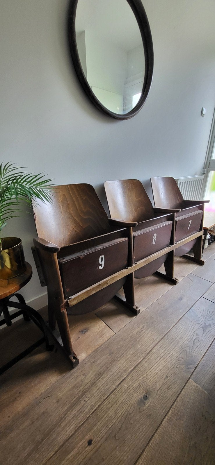Vintage bioscoop stoelen hout, Ophalen