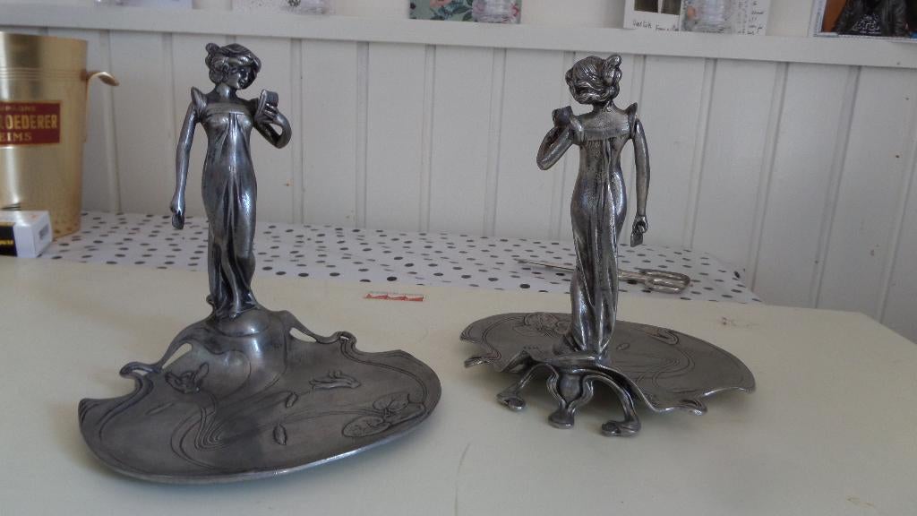 art deco twee verzilverde elfjes  kurz holland tiel per stuk, Ophalen of Verzenden, Zilver