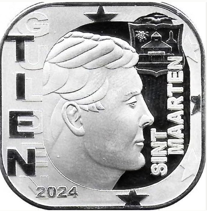 Sint Maarten 10 Gulden 2024, fantasiemunt, Postzegels en Munten, Verzenden, Koningin Beatrix, 10 gulden