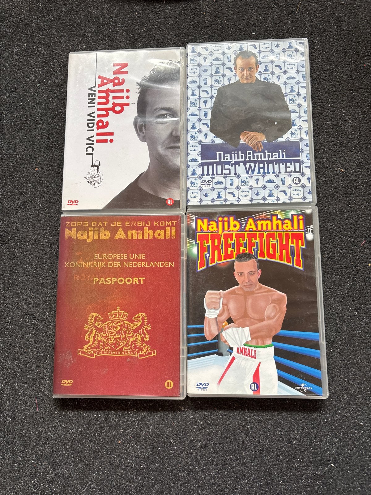 DVD's Najib Amhali: Veni Vidi Vici, Most Wanted, Roy Paspoor, Ophalen, Stand-up of Theatershow, Gebruikt, Alle leeftijden
