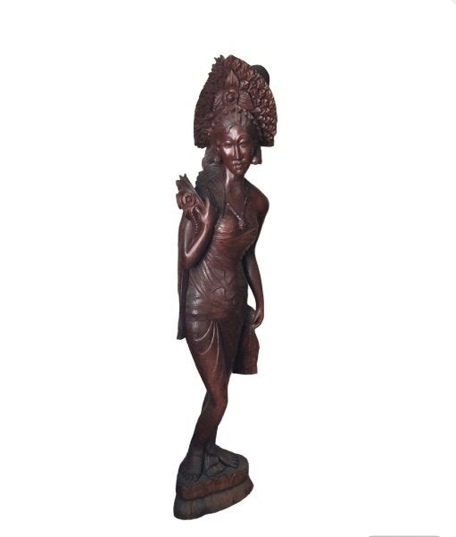 Groot Vintage/ antiek Balinees houten BEELD 1.60 M hoog, Ophalen, Gepatineerd, 1 meter - 2 meter, Beeld
