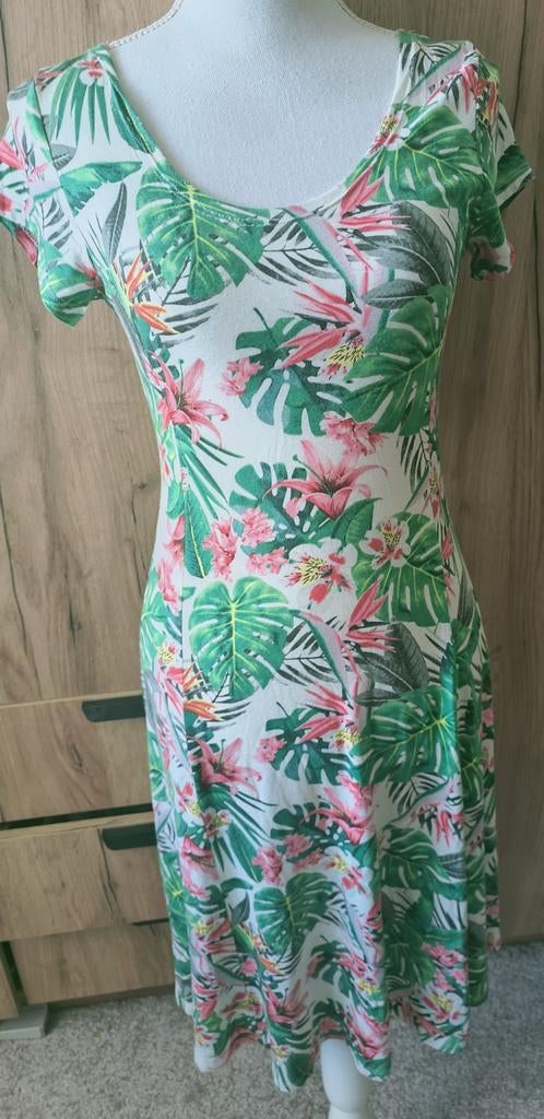 Joka jurkje maat S wit palm print, Verzenden, Wit, Zo goed als nieuw, Maat 36 (S)