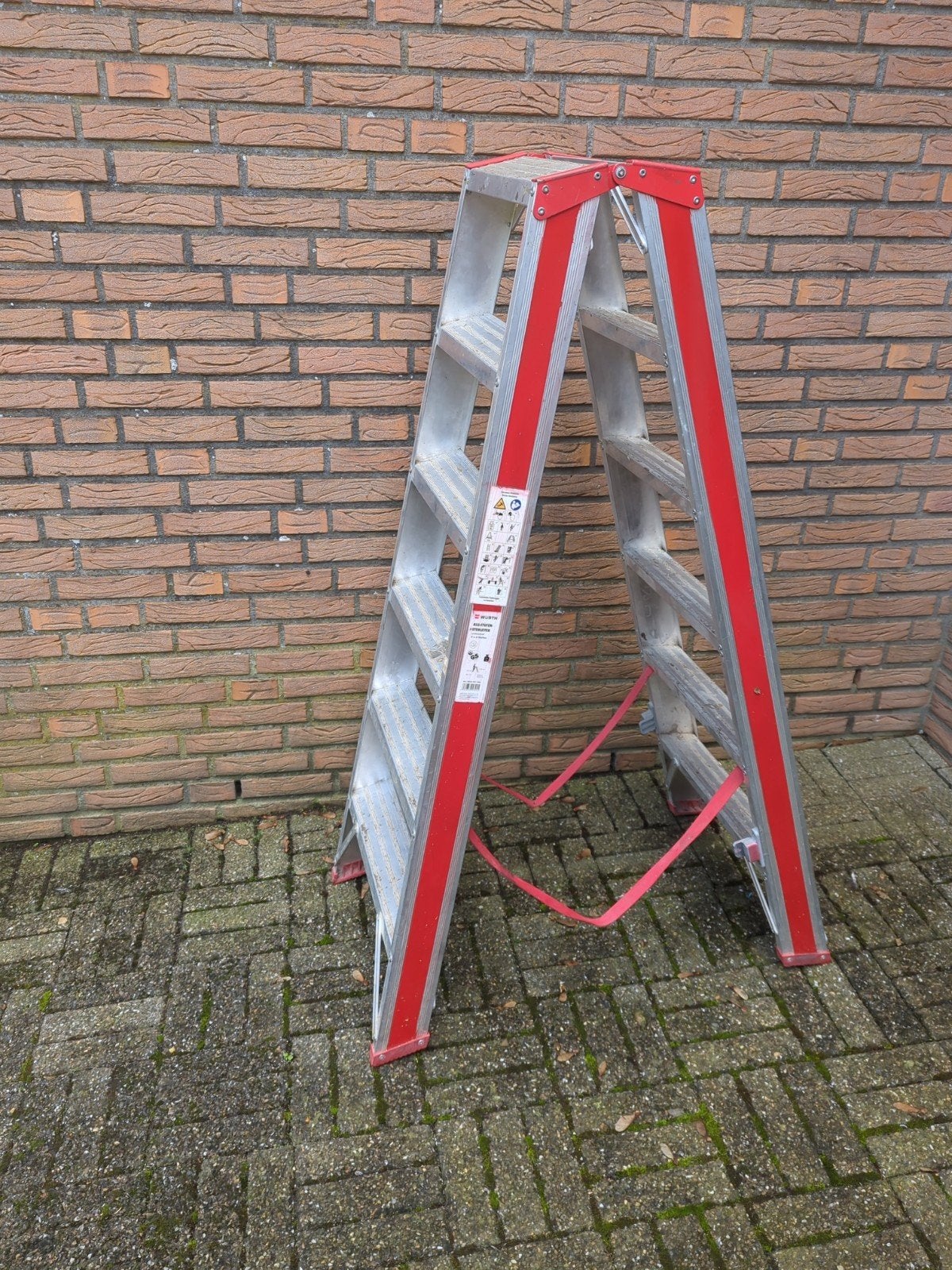 Wurth Aluminium Dubbele Trap - 2x6 Treden, Ophalen, Gebruikt, Trap, Opvouwbaar of Inschuifbaar
