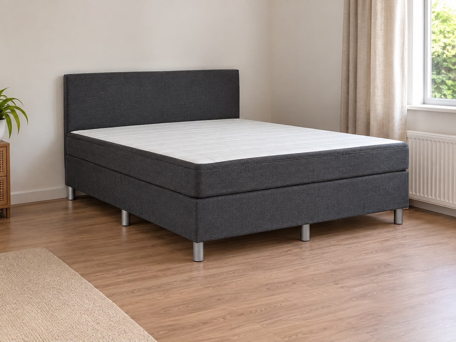 Boxspring Grijs 120 cm Breed, Leenbakker