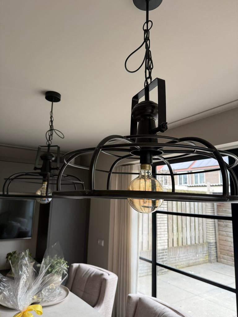 2 zwarte industriële hanglampen van PTMD, Ophalen, Gebruikt, Metaal, 50 tot 75 cm