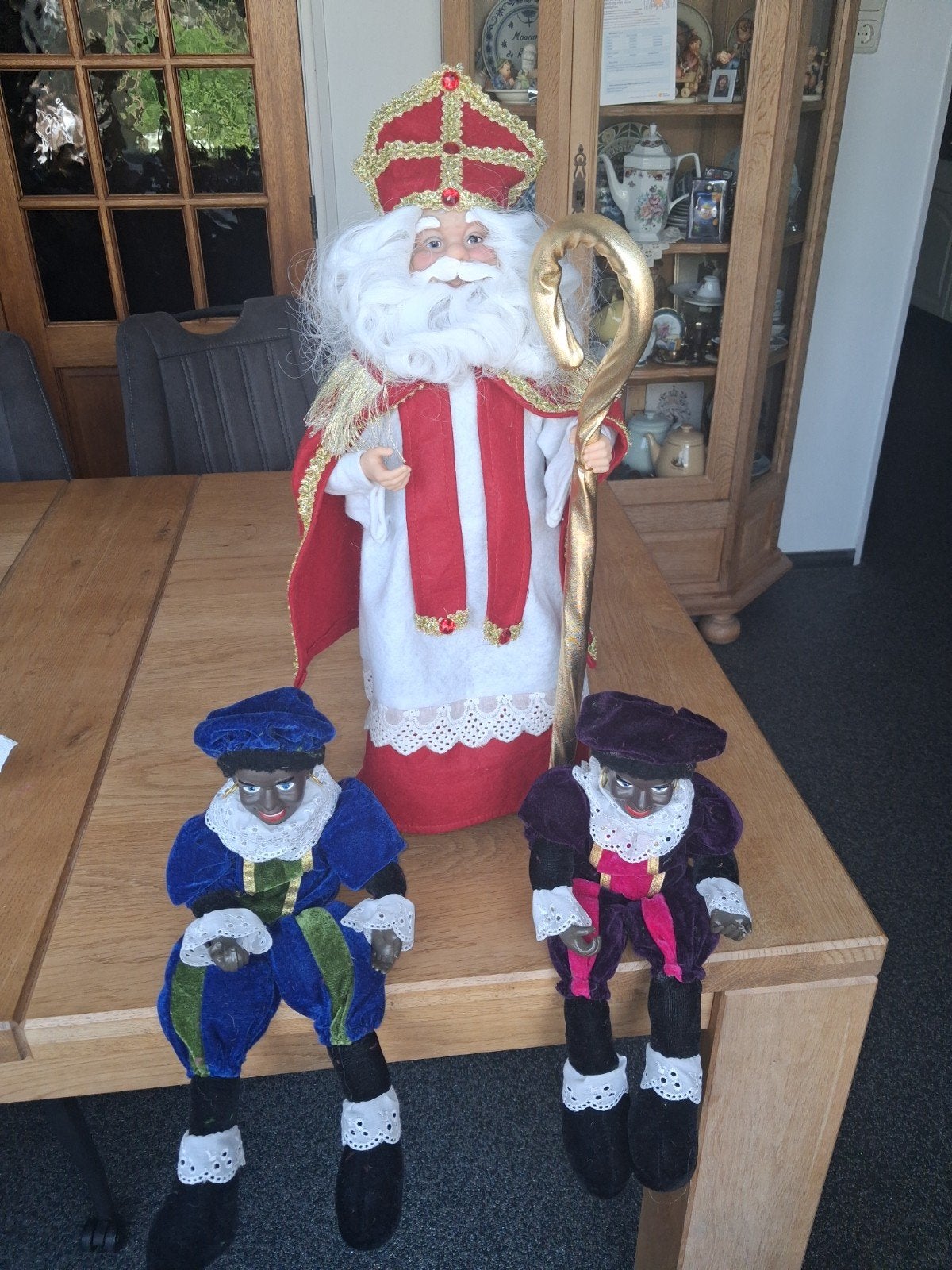 Vintage sinterklaas met 2 zwarte pieten, Diversen, Sinterklaas, Ophalen of Verzenden